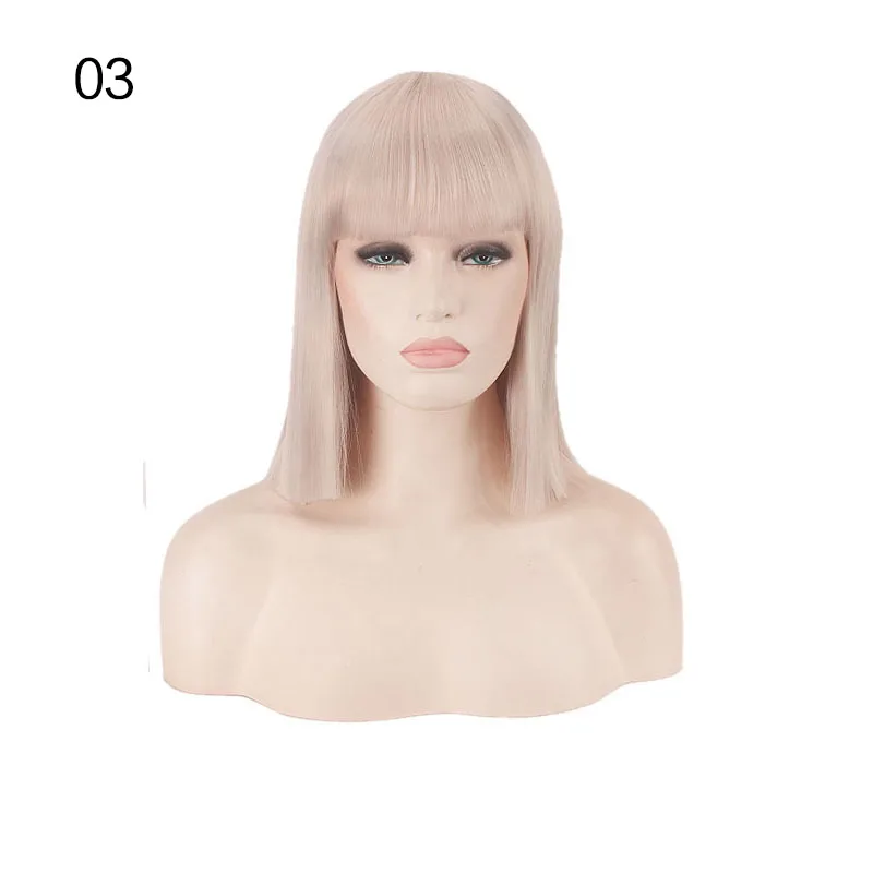 Ccutoo 40 см блонд/черный плоский челка короткие прямые высокотемпературные волокна вечерние синтетические волосы косплей парики+ парик Кепка - Цвет: 1B/30HL