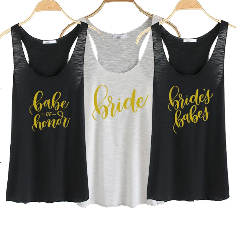 

C&Fung designer bride Bride's Babe Shirt Tank tops Bachelorette Shirts Babe of Honor Party team tShirts Bridal wedding Tanks