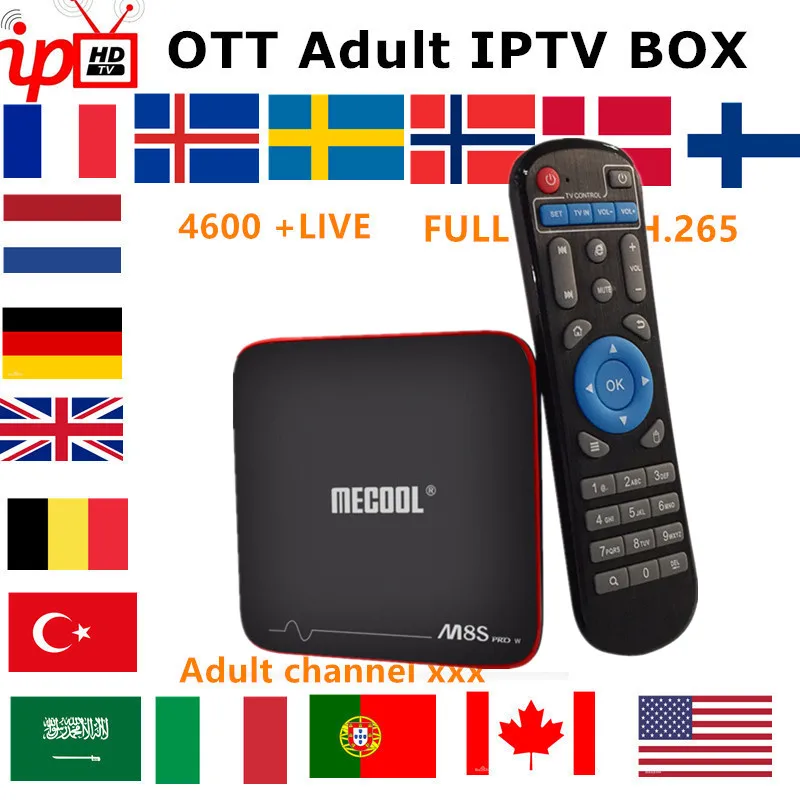 Французский IP tv box Mecool M8S PRO android tv box 7,1+ IP tv подписка Швеция Бельгия Великобритания Испания США M3U взрослый xxx smart tv box