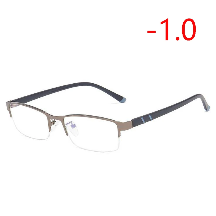 Деловые мужские квадратные очки для близорукости с градусным металлическим 1,56 асферическим объективом рецептурная оптика очки 0-0,5-1,0 To-4,0 - Цвет оправы: Myopia 100
