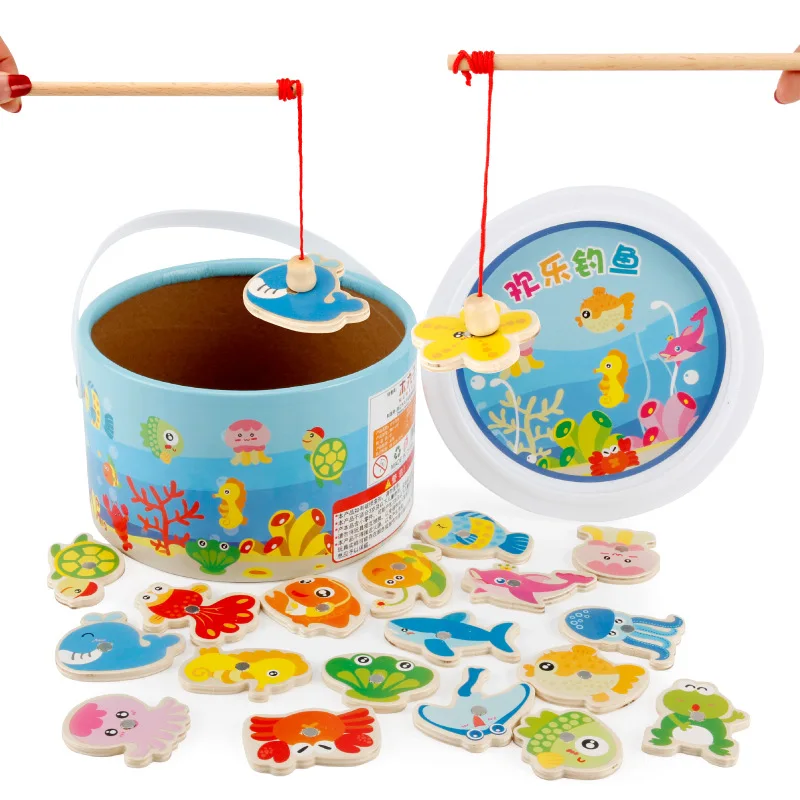 3D деревянные магнитные игрушки для рыбалки, набор для моделирования, Игровой Домик из дерева, магнитная обучающая забавная игра-головоломка для детей, подарки для малышей