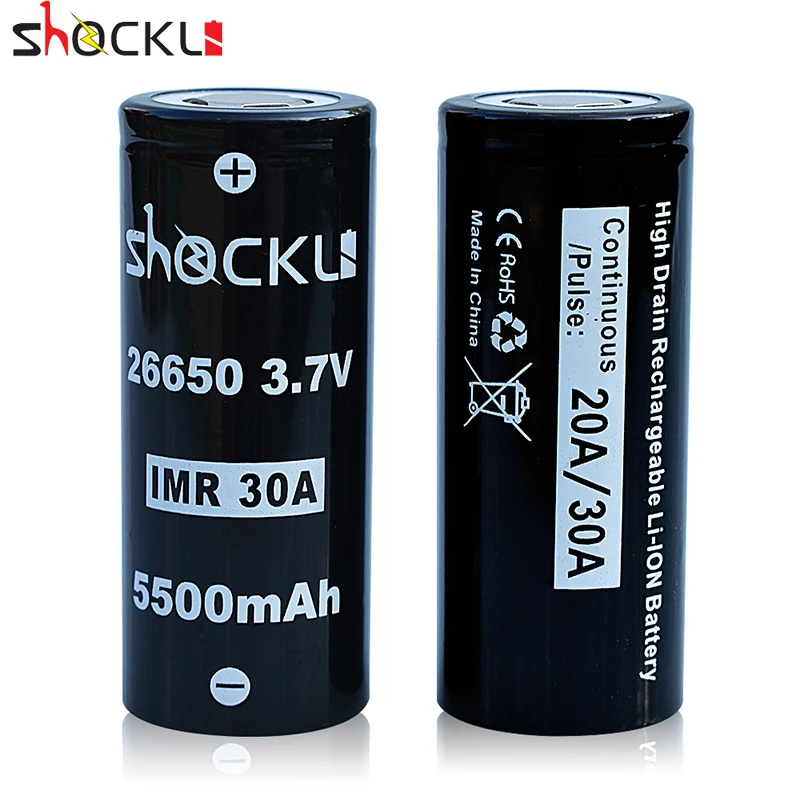 Shockli 26650 5500mAh литиевая батарея 3,7 V 5500mAh 26650 литий-ионная аккумуляторная батарея 30A для мощных фонарей Emisar D4s