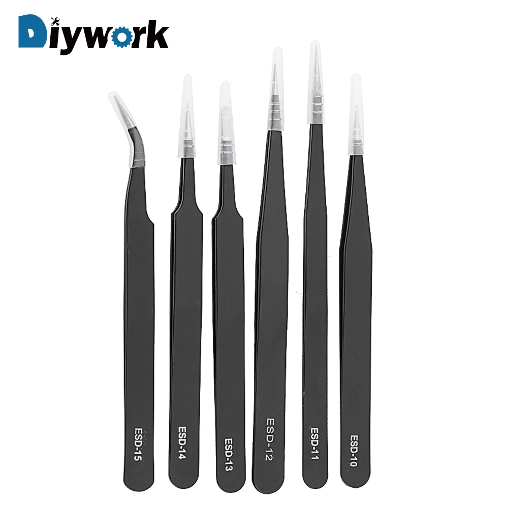 DIYWORK 6 шт./компл. антистатический Пинцет Набор для часов ювелирные изделия