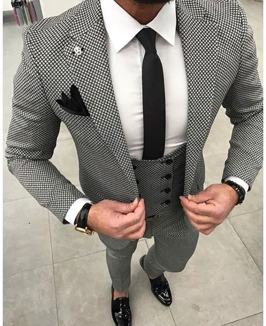 MLT Mens 3-piece Custom Made Groom Best Man Slim Fit Wedding Suit 