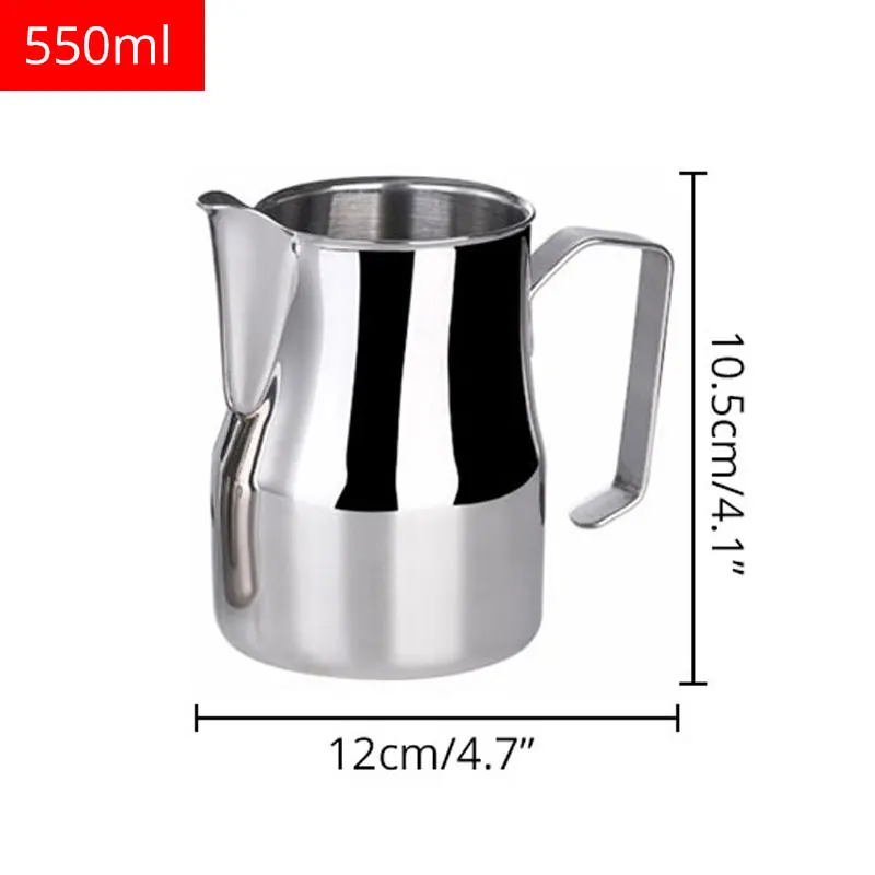 550ml Кувшин для вспенивания молока, Нержавеющая сталь Профессиональный Молочники с закругленным носиком, 350/550/750 мл - Цвет: 550ml
