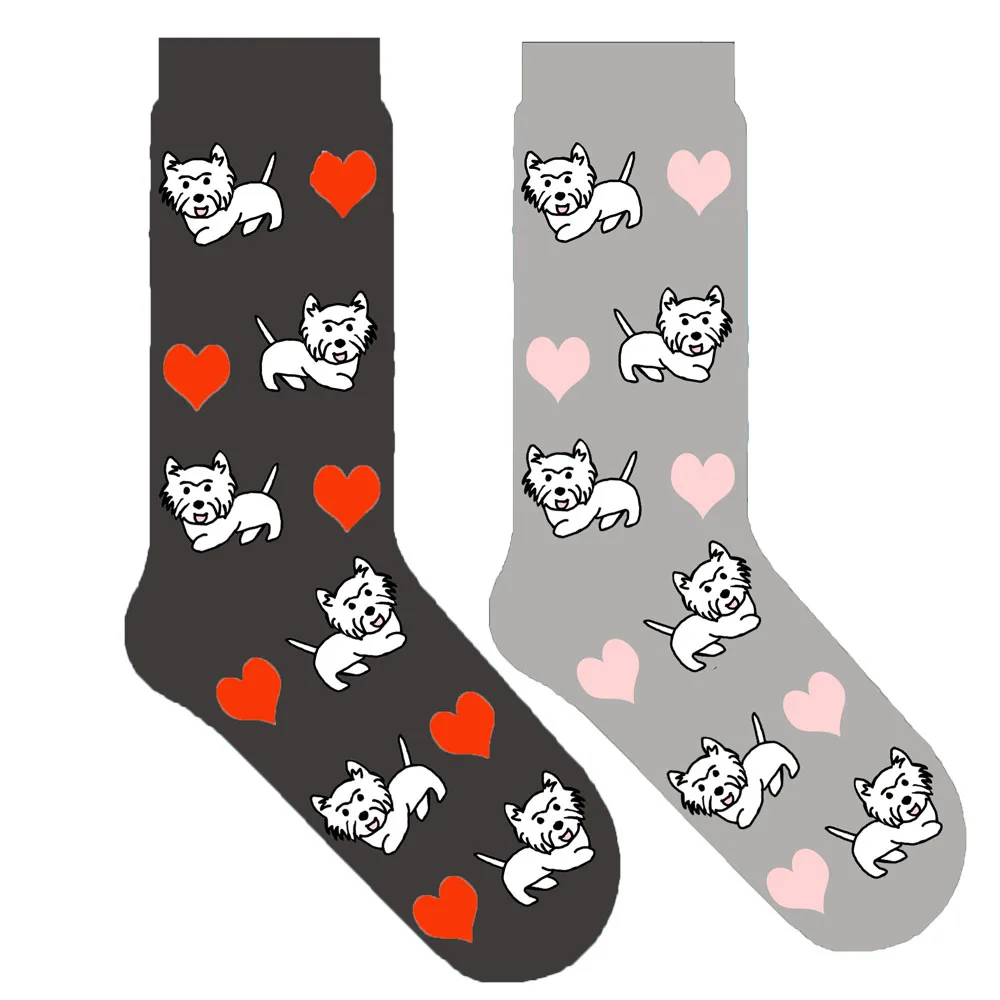 Милые женские носки с щенком белый, высокогорный белый терьер собака тема подарок kawaii Новинка kawaii doggie 50 пара/лот