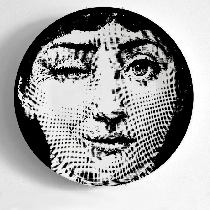 Европейский Миланский стиль Великолепные Редкие тарелки Fornasetti Lina лампочка лицо rosenthal Piero Fornasetti настенные декоративные 8 дюймов - Цвет: 36