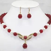 925 серебро,, чудесный Женский комплект с драгоценными камнями, белый жемчуг, розовый, красный, коралловый, синий драгоценный камень, ожерелье, серьги, прекрасные широкие ювелирные изделия