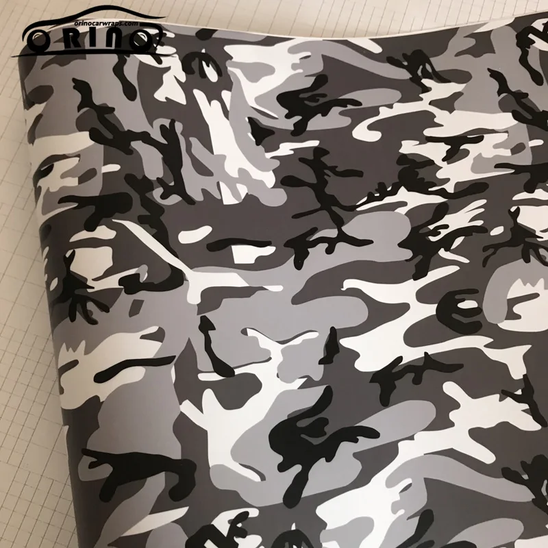 Black Grey Snow Camouflage Vinyl Film-3