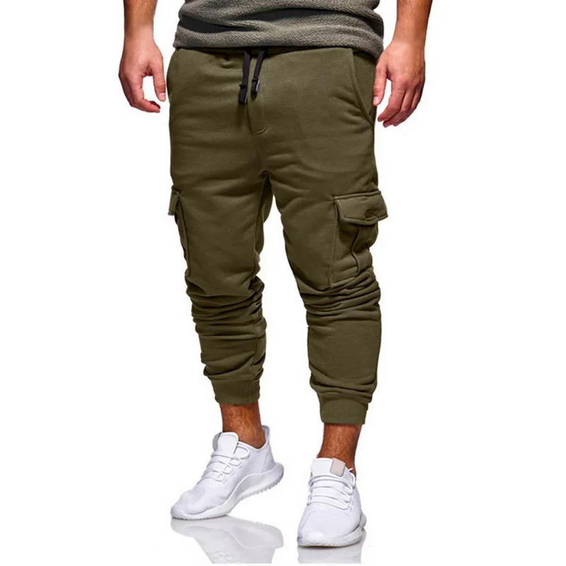 Laamei, мужские повседневные штаны, спортивные штаны, удобные качественные штаны, Мужские штаны, модные мужские брюки для фитнеса, боковые карманы - Цвет: army green