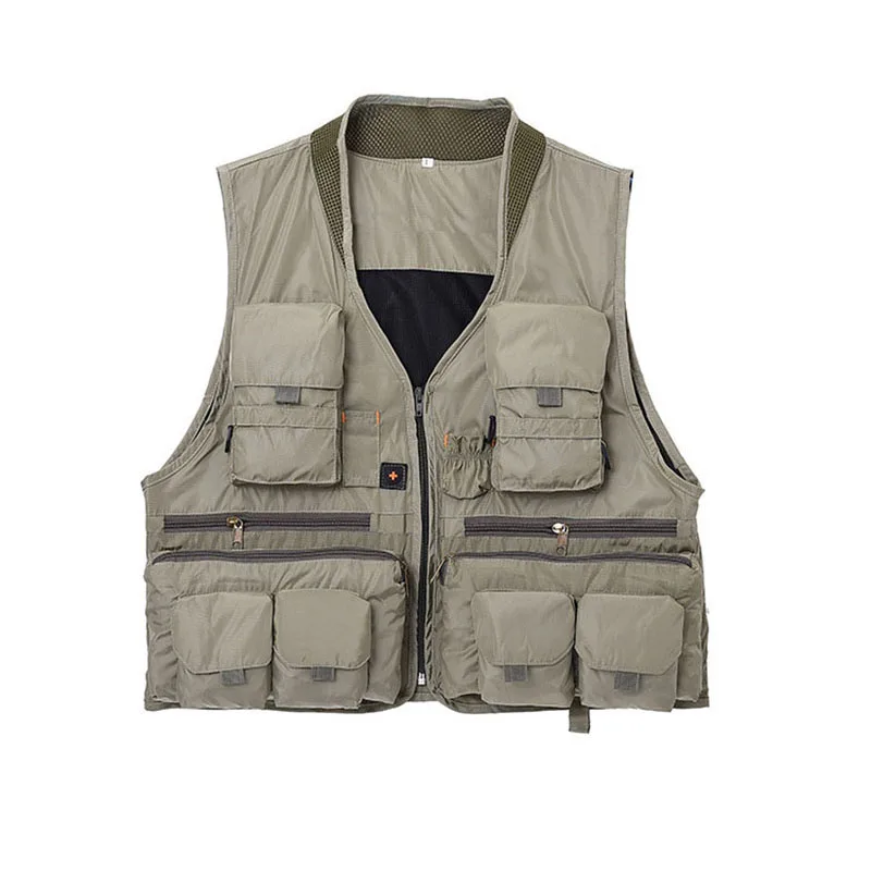 Men's Fishing Vest Photography Work Multi-pockets Hiking Vests Outdoor Waterproof Tactical Military Journalist's Vest Jacket