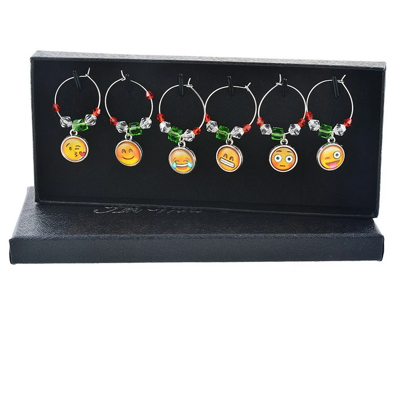 Christmas Table Wine Glass Decorations Charms Snowman Reindeer Snowflake Crystal Wine Marker Aluminum Enamel Pendant 6pcs Box Pendant Drop Ornaments Aliexpress
