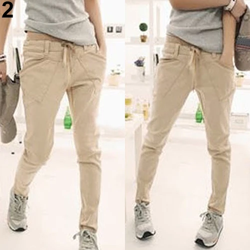 Женские Эластичные шаровары повседневные брюки на шнурках|harem pants|casual trouserslace trousers