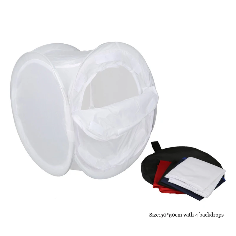 Folding Photo Studio Cube Softbox Shooting Tent 50 50cm with 4 Backdrops for shoot small and