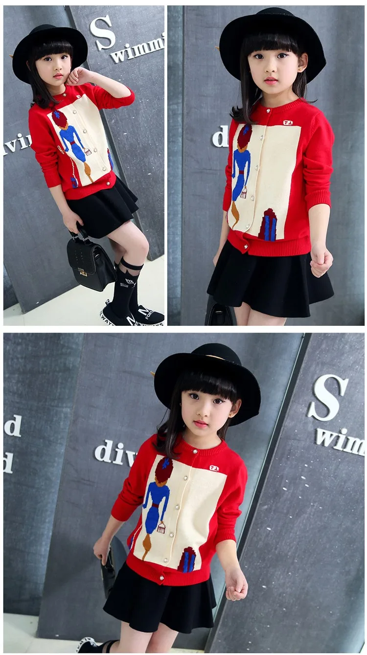 character knitting girls cardigan sweater kids red black long sleeve knitted girls sweater jacket winter autumn 2016 girls tops clothes 6 7 8 9 10 11 12 13 14 15 16 years old big little teenage girls knitted sweater clothing (3)