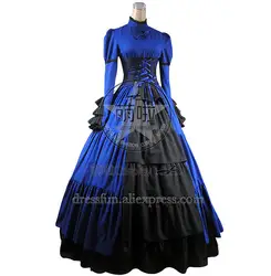 Викторианская Лолита стимпанк корсет платье бальное платье выпускного вечера с элегантными оборками и красивым бантом декорированный