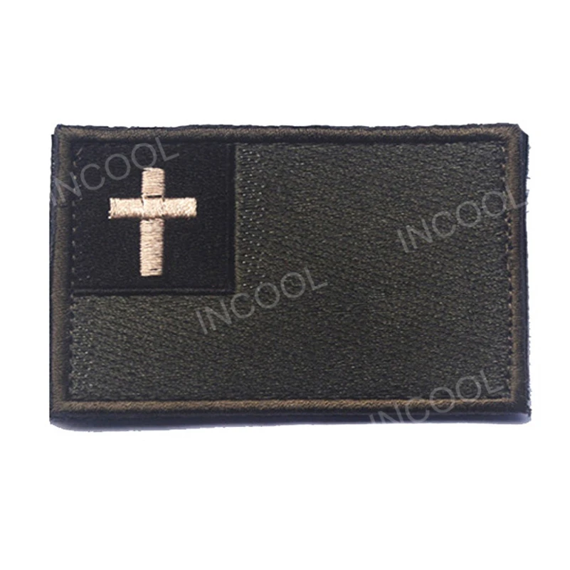 

3D Christian Flag Embroidery Patch Hook & Loop Fastener US Army Morale Patch Cross Tactical Emblem Applique Embroidered Badges