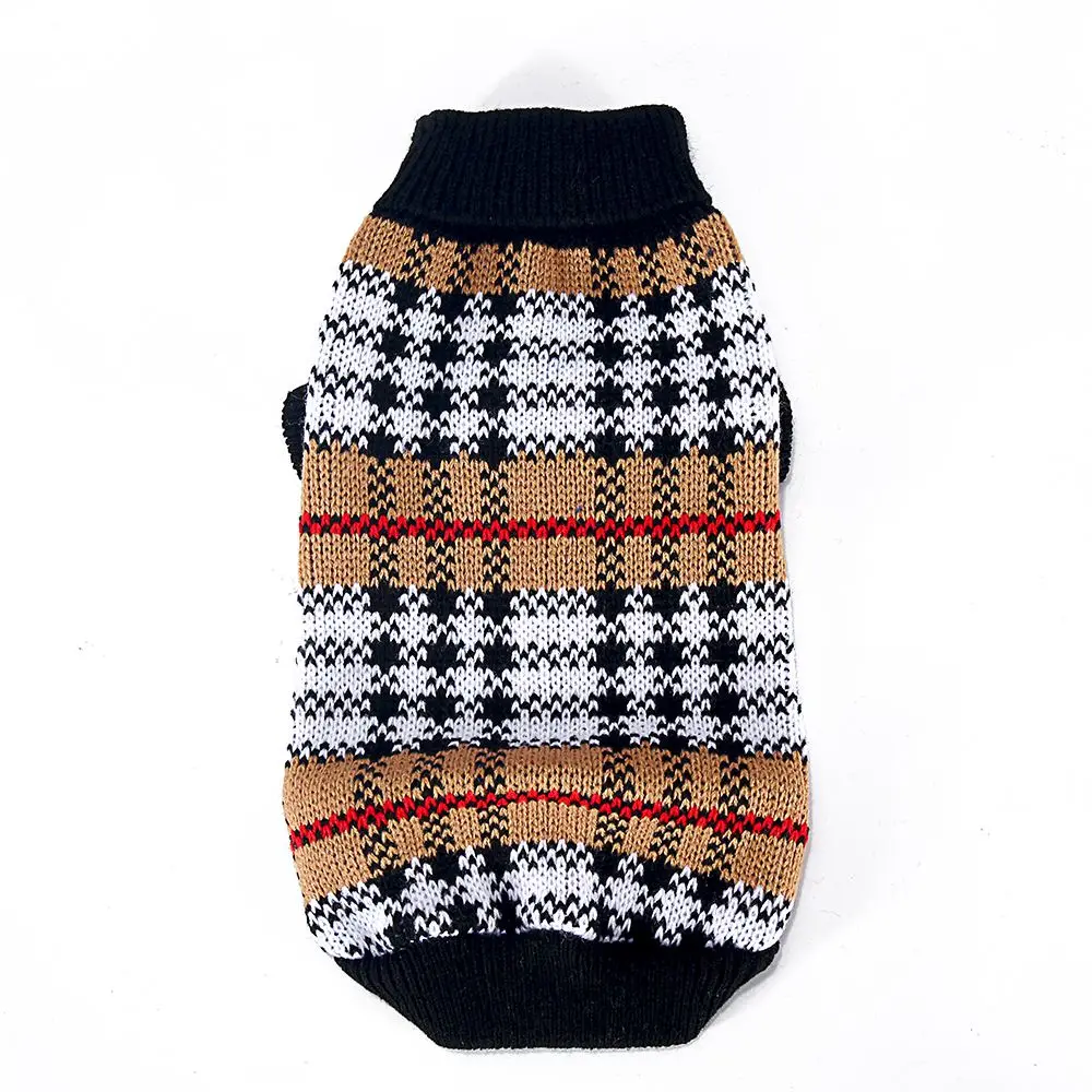 KL019 dog sweater pet solid plaid clothing for small medium dogs cats puppy kittens chihuahua black (6)