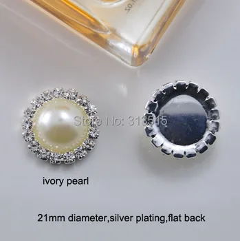 

(M0165) 21mm diameter round Imitation pearl rhinestone embellishment, ,ivory or pure white Imitation pearl