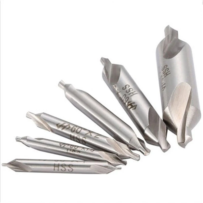 6Pcs  HSS Center Drill Bits Set Combined Countersinks Kit 60 Degree 5/3/2.5/2/1.5/1mm For Producing Center Holds Ln Components