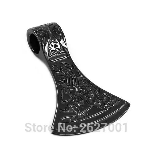 Norse Viking Axe Ciondolo Gioielli In Acciaio Inossidabile Black Fashion Motor Biker Men Pendente All'Ingrosso Swp0387B