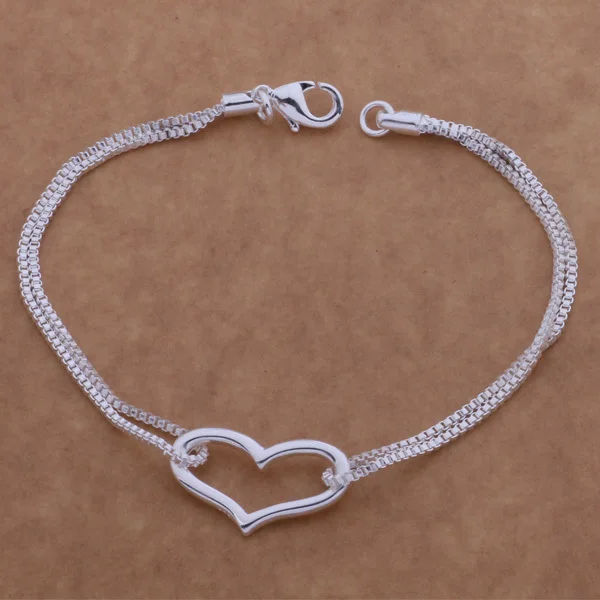 

AH063 Hot 925 sterling silver bracelet, 925 sterling silver fashion jewelry Two line hanging heart /ajfajama axhajooa