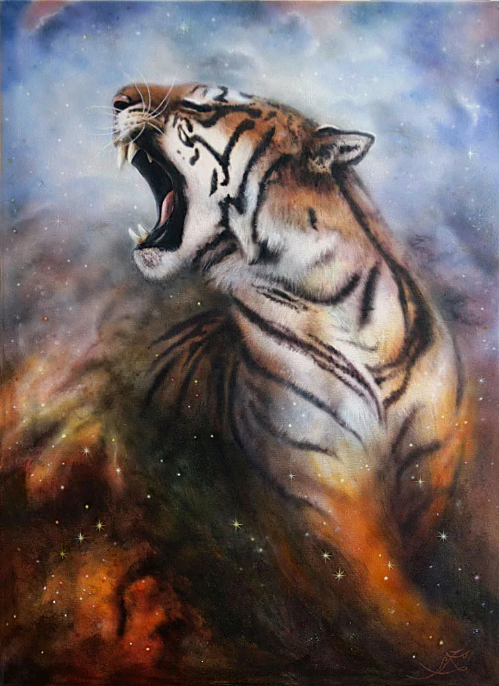 Оптовая продажа картина # TOP ANIMAL ART animal TIGER print холст маслом-бесплатная доставка
