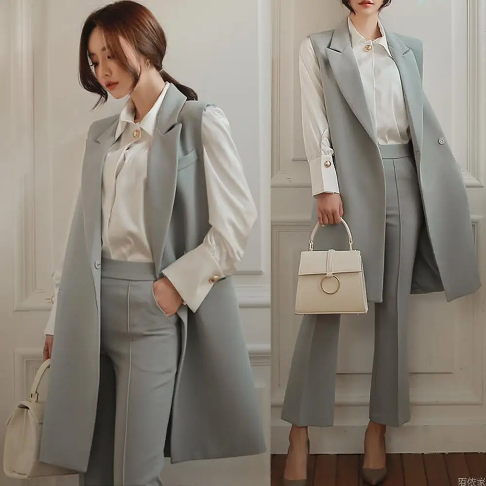Spring new Korean fashion was thin in the long paragraph ladies vest