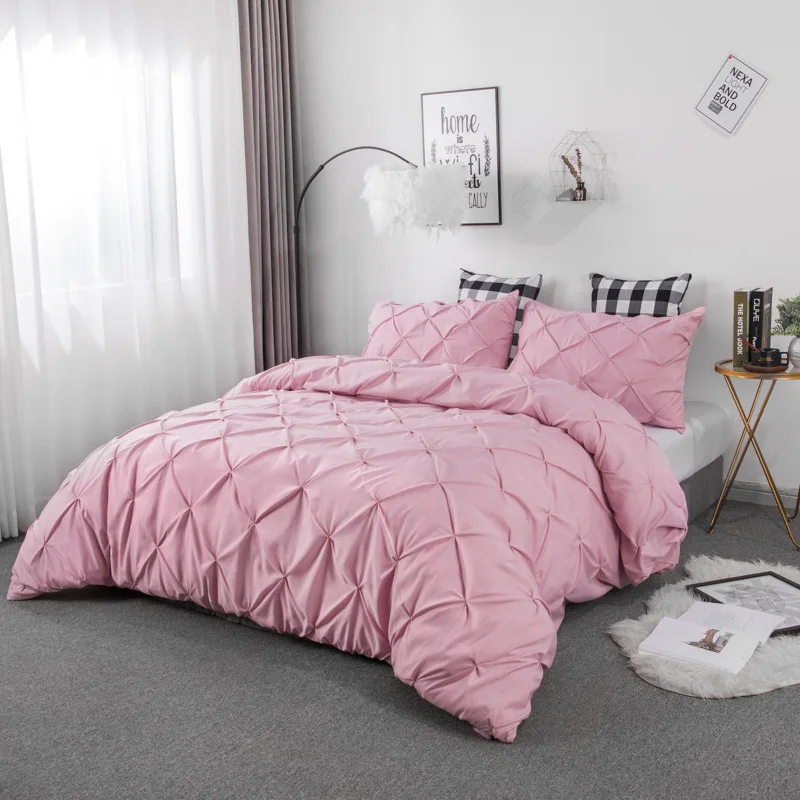 أسود أغطية لحاف مجموعة قرصة الطية 2/3 قطعة التوأم/الملكة/الملك الحجم أغطية الفراش مجموعات الفاخرة المنزل فندق استخدام لا ملء لا ورقة