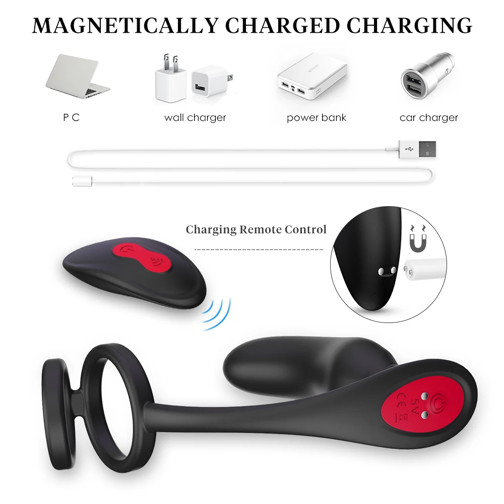 Male Masturbate Prostate Massage with Ring Remote Control Anal Vibrator Silicone Sex Toys for Men Dildo Butt Plug Penis Training (10)