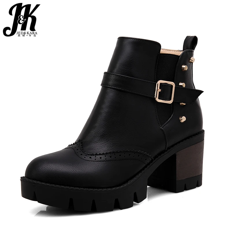 Jk Autumn Women Ankle Boots Round Toe Elastic Band Footwear Rivet