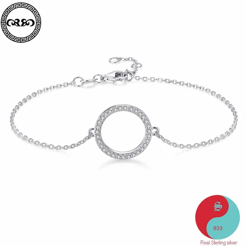 

Minimalist Cute Real Pure 925 Sterling Silver Bracelet delicate cuff glam diamant sparkling strand women's Luck Fine Jewelry