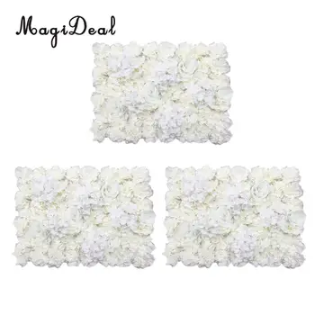 

MagiDeal 3pcs Artificial Flower Wall Wedding Venue Flower Pillar Main Road Cream 60 x 40cm
