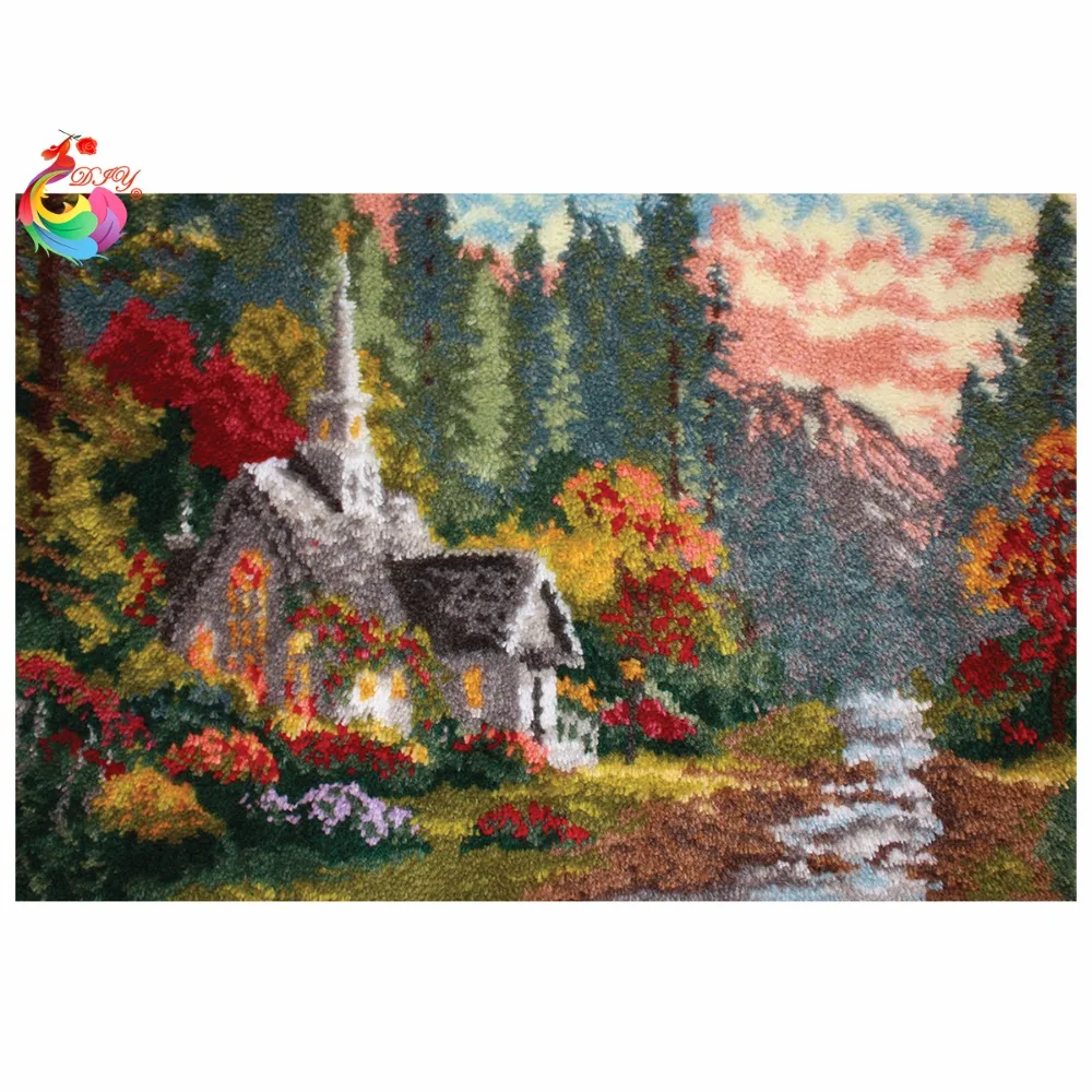 Best Price Hook Rug Kit DIY Mat Needlework Kit Unfinished Crocheting Rug Yarn Cushion Embroidery Carpet Gray house Big size110x75cm Best Price Hook Rug Kit DIY Mat Needlework Kit Unfinished Crocheting Rug Yarn Cushion Embroidery Carpet Gray house Big size110x75cm