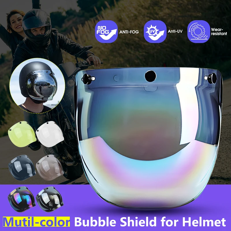 1 Set 3 Snap Sunglasses Motorcycle Helmet Bubble Visor Lens Windproof