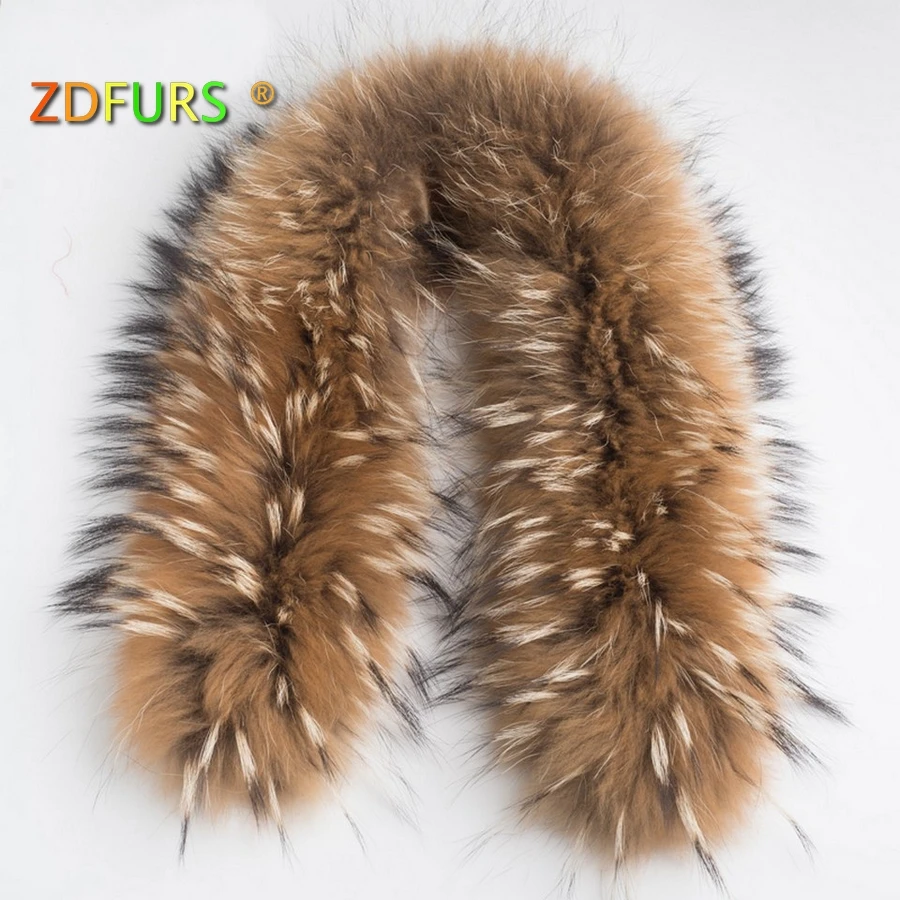 ZDFURS * класса люкс из натурального меха енота шарф Для женщин 100% натуральный мех