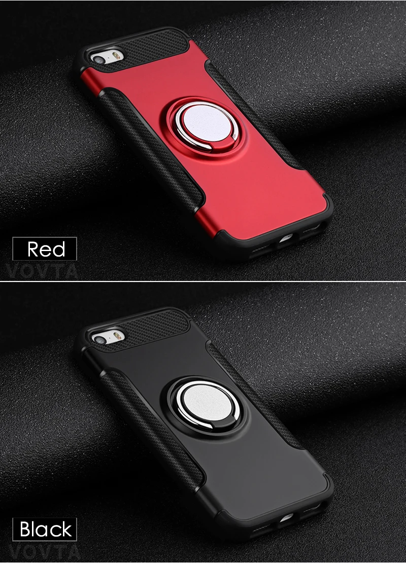 VOVTA Luxury Anti-knock case for iPhone 5 5s SE  Metal Ring Bracket case Shockproof Rugged Armor Phone Cover for iPhone5 5S SE19