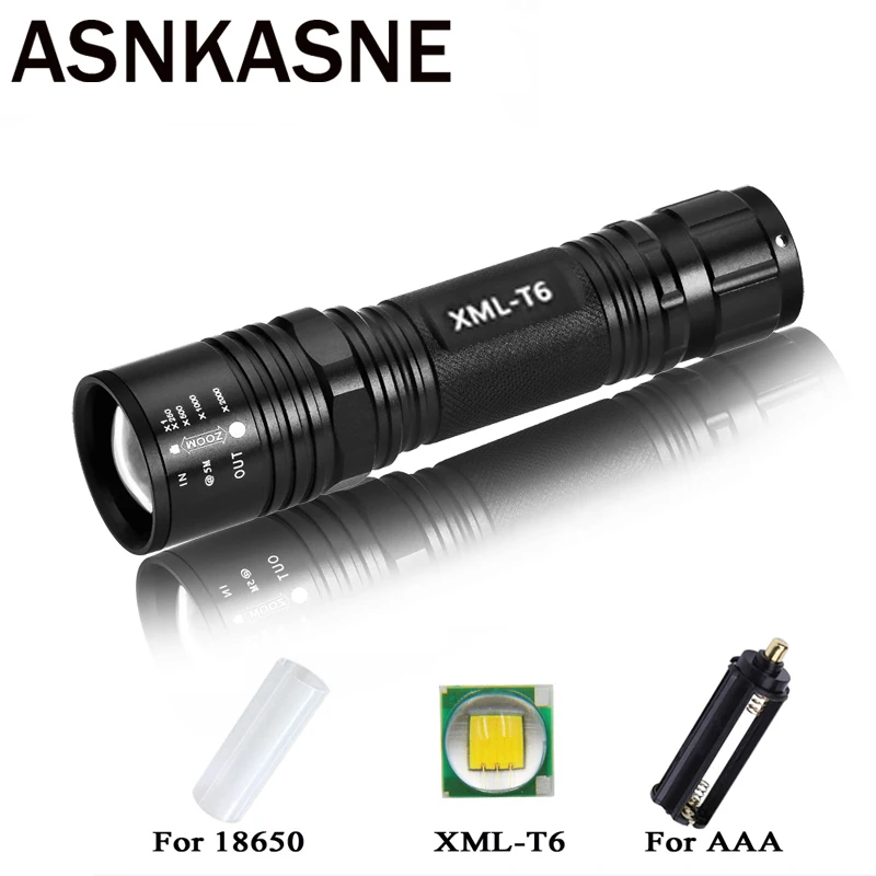 

Portable Super Bright T6 Powerful LED Flashlight Outdoor 5 Modes Zoomable Waterproof Lamp lantern Torch light for 18650 or AAA