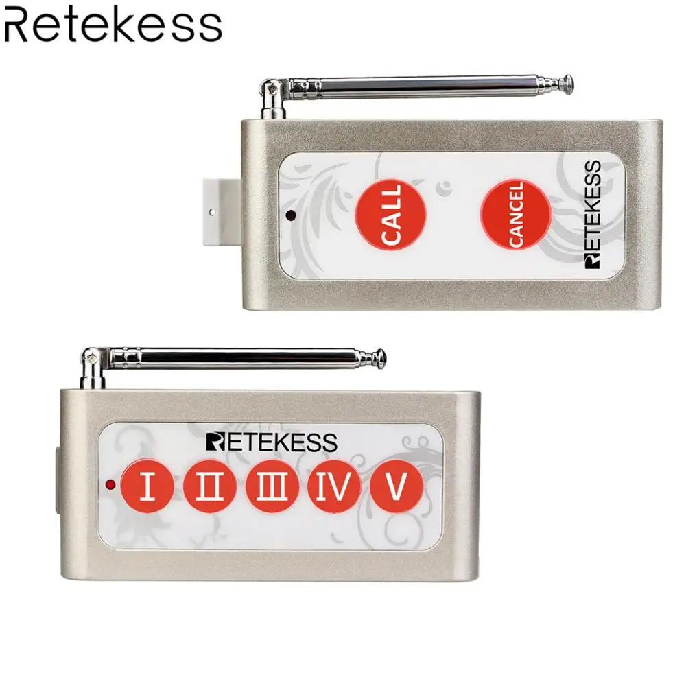 

Retekess TD004/TD005 Two/Five Button Wireless Calling Pager Call Button Transmitter for Calling System Restaurant Equipment