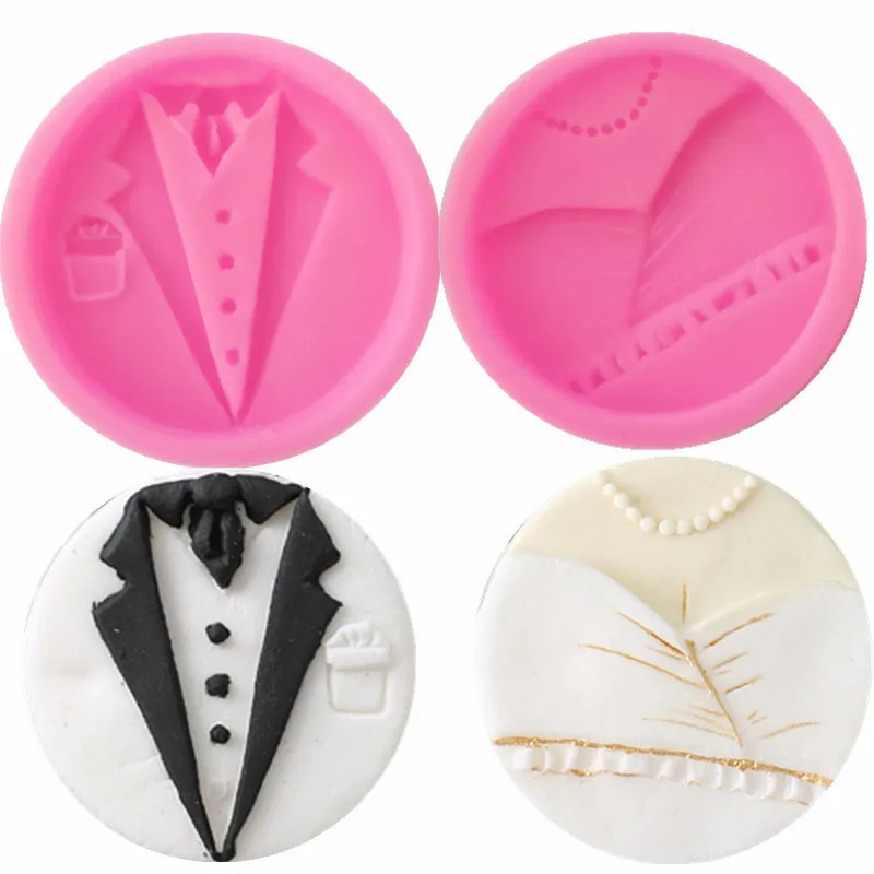 

Men's women Dress silicone mold cake decorating tools confeitaria moldes de silicone fondant cake mold baking wedding party tool