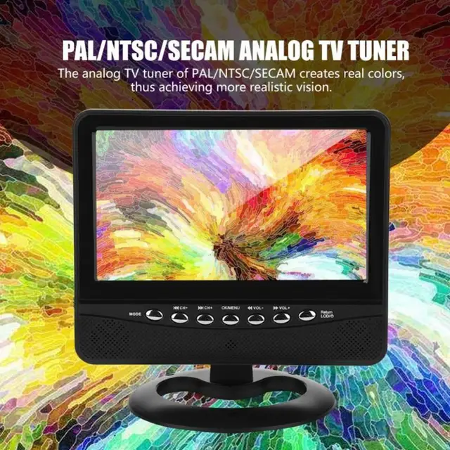 7″ HD Car Analog Televison Portable TFT LCD Analog TV Support FM Radio SD Card USB ATV for MP3/MP4/JPEG/DIVX/AVI/MPG/VOB US Plug