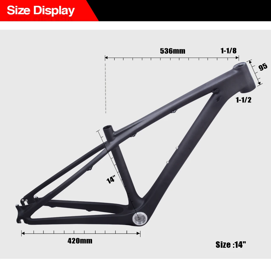 3K матовая/глянцевая MTB полностью карбоновая рама для велосипеда 26er* 14 дюймов, детская рама для горного велосипеда, дисковый тормоз, 1-1/" до 1-1/2", withBB92 рама