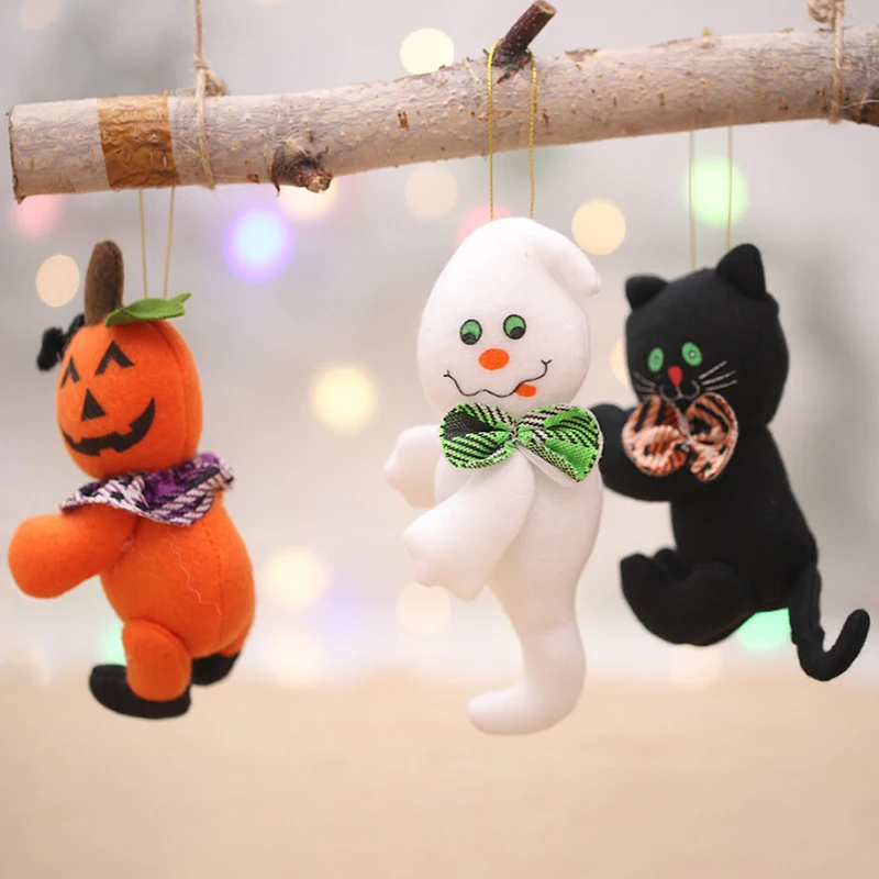 1 Pcs Cute Halloween Decoration Plush Dolls Ghosts Pumpkin Black Cat