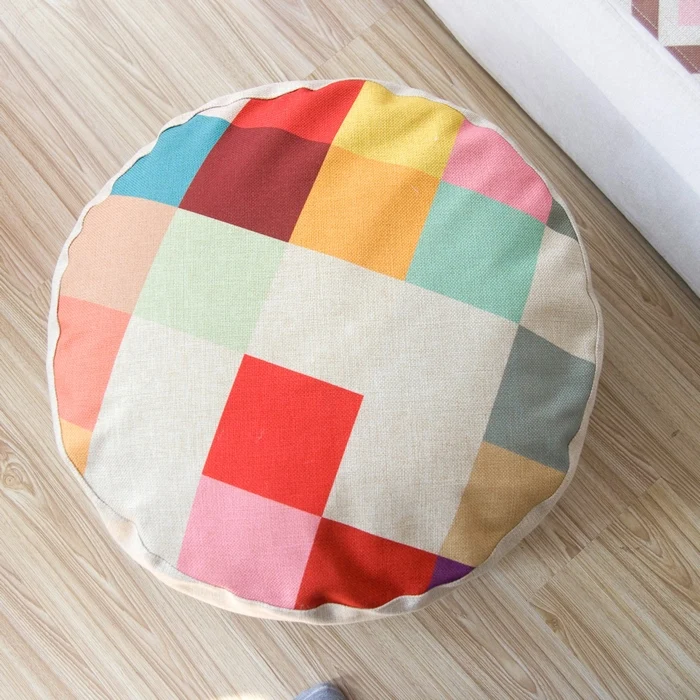 

Geometric patterns Color plaid cushion pillow lazy style linen meditation almohada futon tatami small sofa cushions 15cm thick