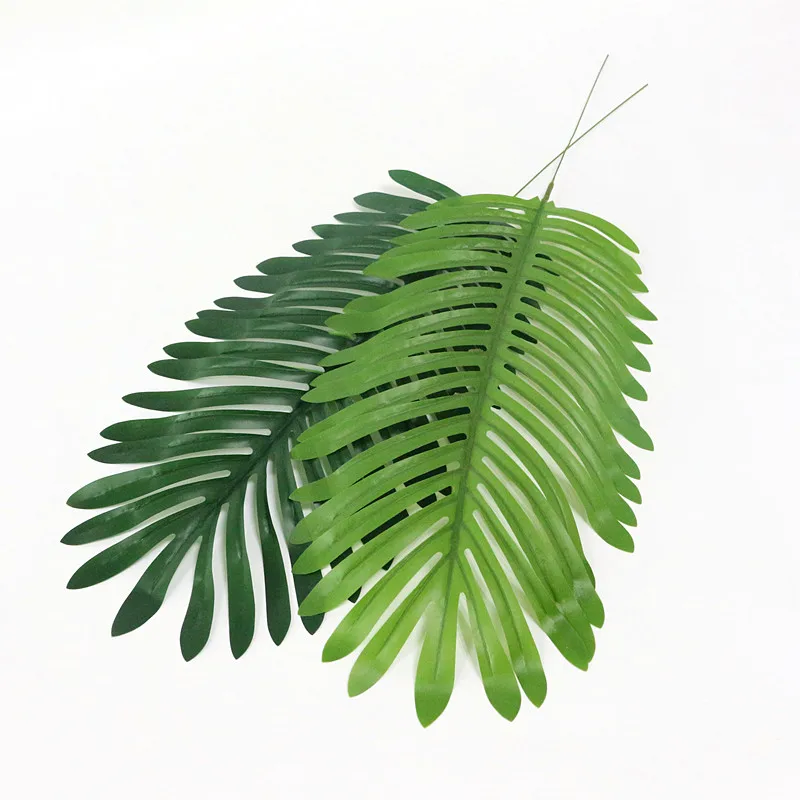 Flone Artificial Tropical Palm Leaves Simulation Green Single Plastic Leaves Fake Leaf Wedding Home Party DIY Decor Plant Art (2)