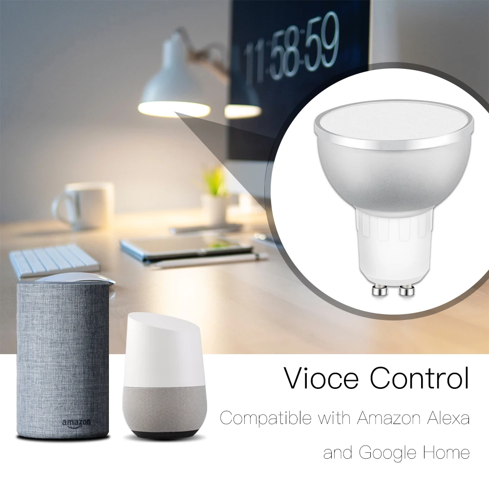 GU10 WiFi Smart LED Light Bulb RGBCW Warm White Daylight Multicolor Work with Alexa Google Home