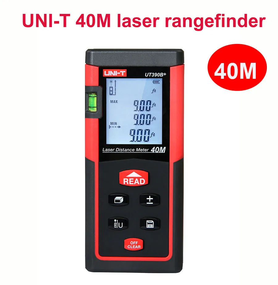 

UNI-T UT390B+40M laser rangefinder laser distance meter gauge digital levle bubble laser Range Finder Distance Area volume test
