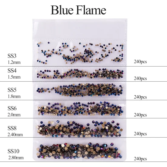 Полный красота 1440 шт. дизайн ногтей Стразы 10 цветов смешанные 6 Размеры SS3-10 стекло Flatback кристалл пламя AB 3D Самоцветы аксессуары CH025 - Цвет: Blue Flame