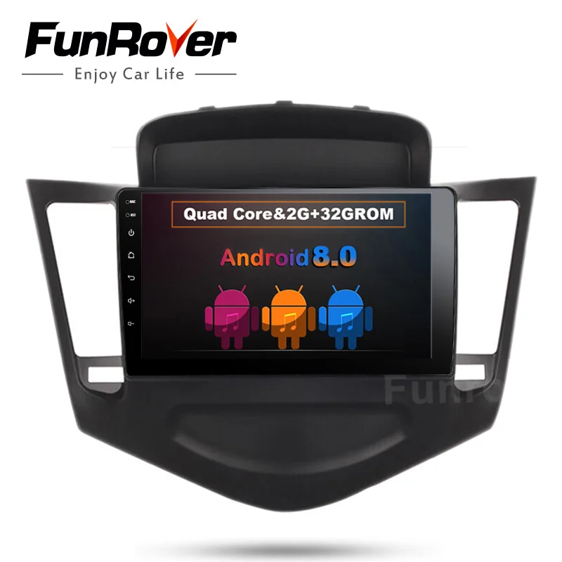 

Funrover HD 9" Quad Core 2 din Android 8.0 Car DVD GPS Navigation Player Deckless Car Stereo for Chevrolet Cruze 2009-2013 Radio