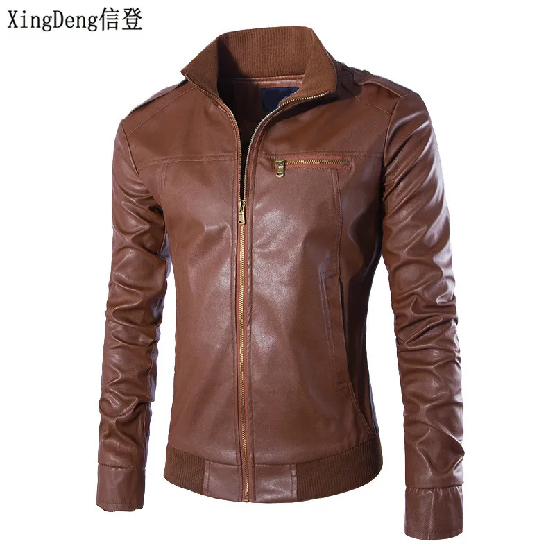 XingDeng из искусственной кожи мотоциклетные кожаные модные уличные куртки мужские деловые повседневные верхние пальто одежда куртка-бомбер мужская